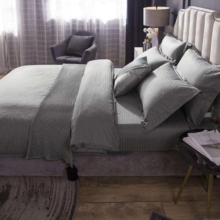 91家纺网 家纺一手货源 找家纺 久典 2020新款学生单位宿舍酒店风全棉四件套 爵士灰