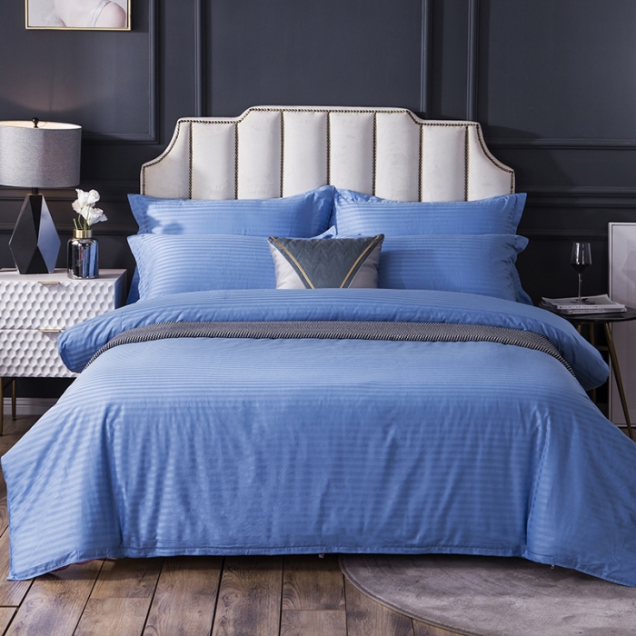 91家纺网 家纺一手货源 找家纺 久典 2020新款学生单位宿舍酒店风全棉四件套 月光蓝