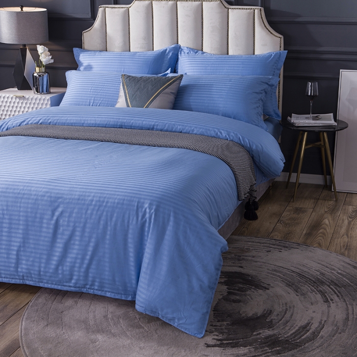 91家纺网 家纺一手货源 找家纺 久典 2020新款学生单位宿舍酒店风全棉四件套 月光蓝