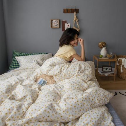 91家纺网 家纺一手货源 找家纺 希文 2020新款全棉13372印花四件套“森”系 晴天-黄