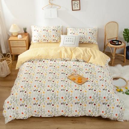 感遇家纺 2020新款全棉小清新卡通四件套 花丛