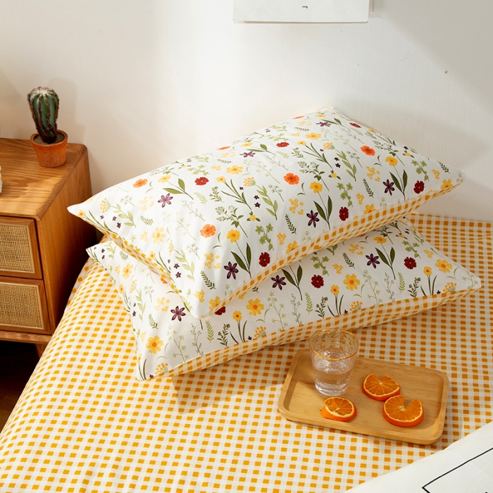 91家纺网 家纺一手货源 找家纺 感遇家纺 2020新款全棉小清新卡通四件套 花丛