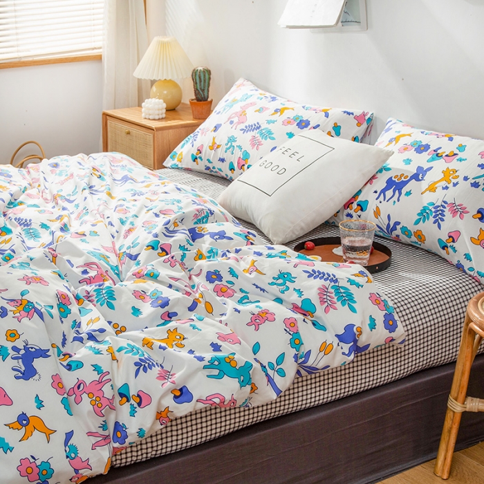 91家纺网 家纺一手货源 找家纺 感遇家纺 2020新款全棉小清新卡通四件套 可爱小鹿