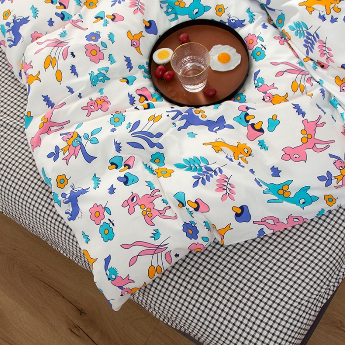 91家纺网 家纺一手货源 找家纺 感遇家纺 2020新款全棉小清新卡通四件套 可爱小鹿