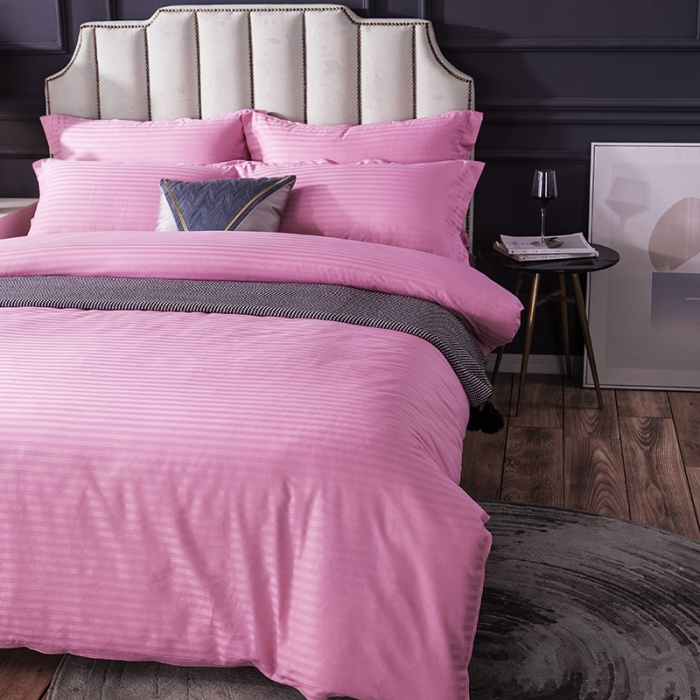 91家纺网 家纺一手货源 找家纺 久典 2020新款学生单位宿舍酒店风全棉四件套 艳丽粉