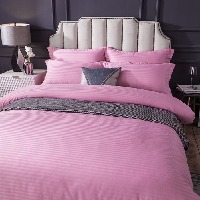 91家纺网 家纺一手货源 找家纺 久典 2020新款学生单位宿舍酒店风全棉四件套 艳丽粉