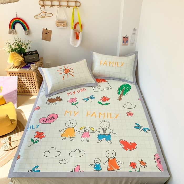 91家纺网 家纺一手货源 找家纺 时年 2020新款水洗养生凉席 大家庭