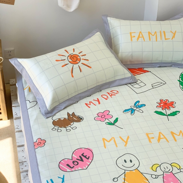 91家纺网 家纺一手货源 找家纺 时年 2020新款水洗养生凉席 大家庭