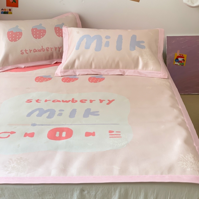 91家纺网 家纺一手货源 找家纺 时年 2020新款水洗养生凉席 niunai草莓