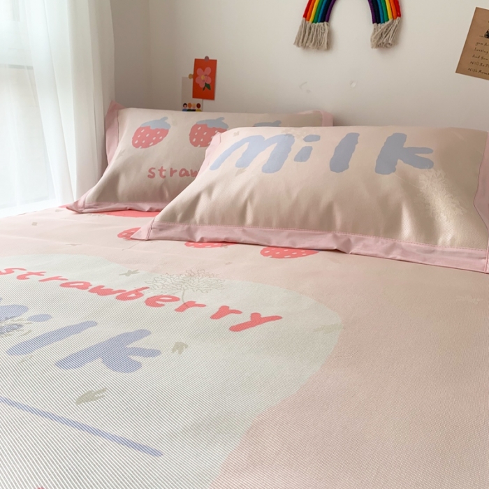 91家纺网 家纺一手货源 找家纺 时年 2020新款水洗养生凉席 niunai草莓