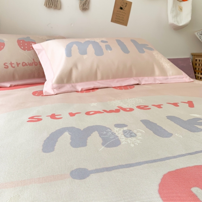 91家纺网 家纺一手货源 找家纺 时年 2020新款水洗养生凉席 niunai草莓