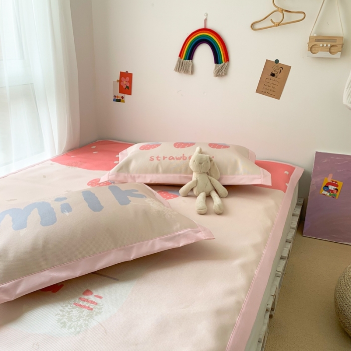 91家纺网 家纺一手货源 找家纺 时年 2020新款水洗养生凉席 niunai草莓