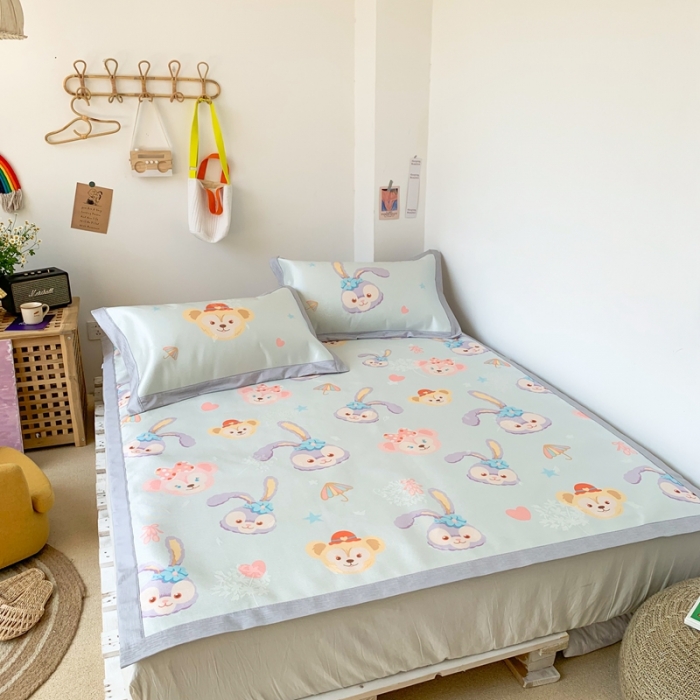 91家纺网 家纺一手货源 找家纺 时年 2020新款水洗养生凉席 可爱兔兔