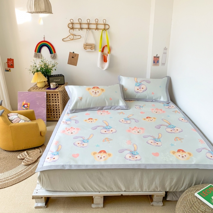 91家纺网 家纺一手货源 找家纺 时年 2020新款水洗养生凉席 可爱兔兔