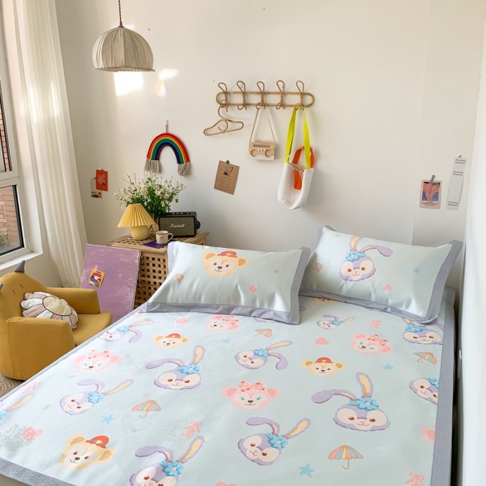 91家纺网 家纺一手货源 找家纺 时年 2020新款水洗养生凉席 可爱兔兔