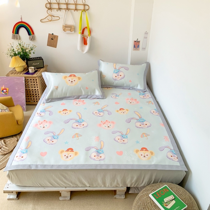 91家纺网 家纺一手货源 找家纺 时年 2020新款水洗养生凉席 可爱兔兔