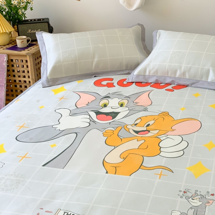 91家纺网 家纺一手货源 找家纺 时年 2020新款水洗养生凉席 猫和老鼠