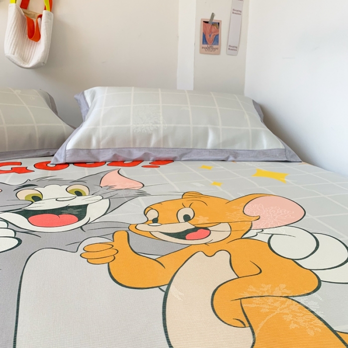 91家纺网 家纺一手货源 找家纺 时年 2020新款水洗养生凉席 猫和老鼠