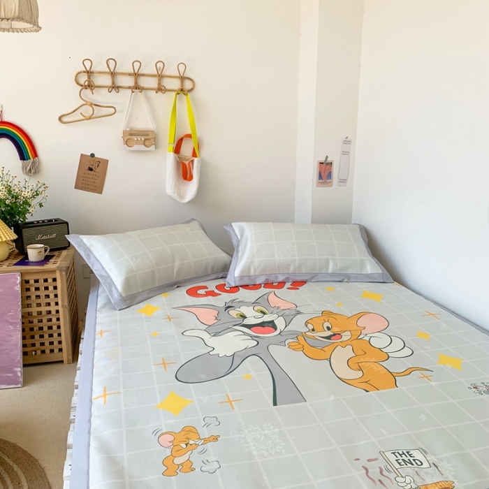 91家纺网 家纺一手货源 找家纺 时年 2020新款水洗养生凉席 猫和老鼠