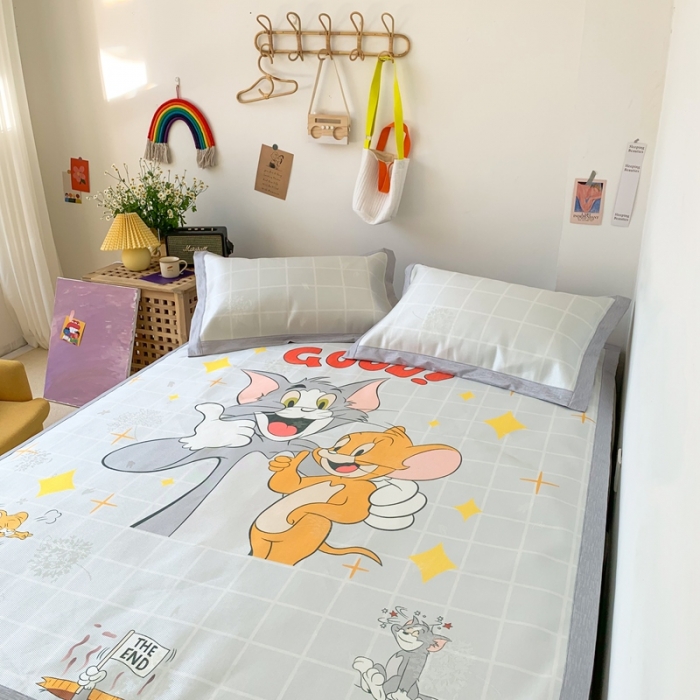 91家纺网 家纺一手货源 找家纺 时年 2020新款水洗养生凉席 猫和老鼠