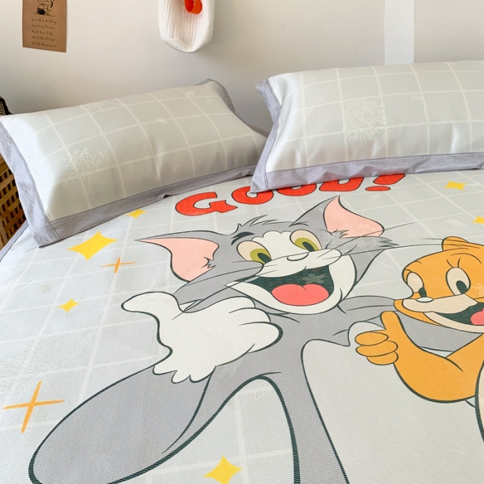 91家纺网 家纺一手货源 找家纺 时年 2020新款水洗养生凉席 猫和老鼠