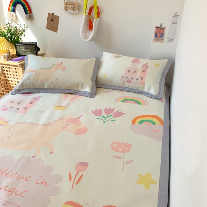 91家纺网 家纺一手货源 找家纺 时年 2020新款水洗养生凉席 梦幻乐园