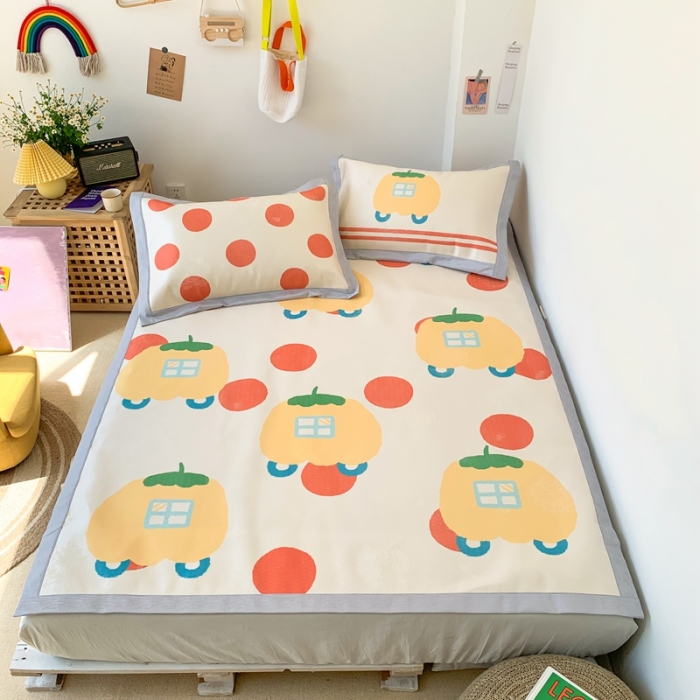 91家纺网 家纺一手货源 找家纺 时年 2020新款水洗养生凉席 南瓜车