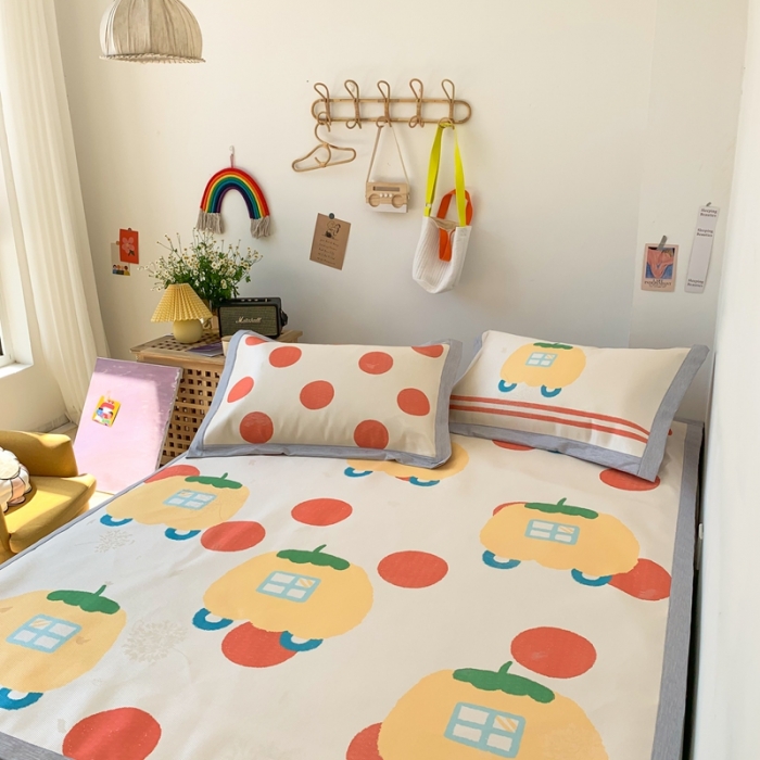 91家纺网 家纺一手货源 找家纺 时年 2020新款水洗养生凉席 南瓜车