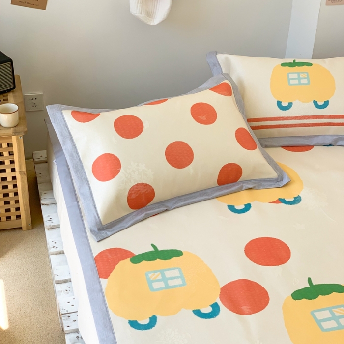 91家纺网 家纺一手货源 找家纺 时年 2020新款水洗养生凉席 南瓜车