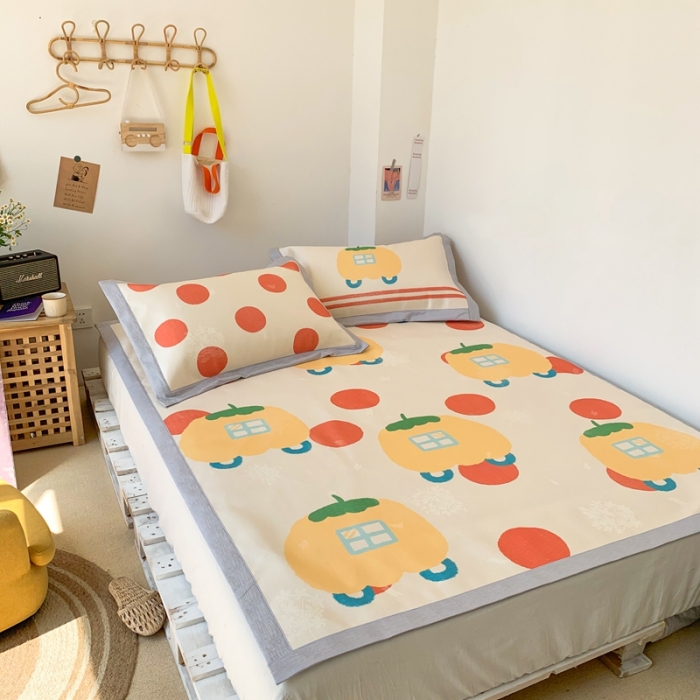 91家纺网 家纺一手货源 找家纺 时年 2020新款水洗养生凉席 南瓜车