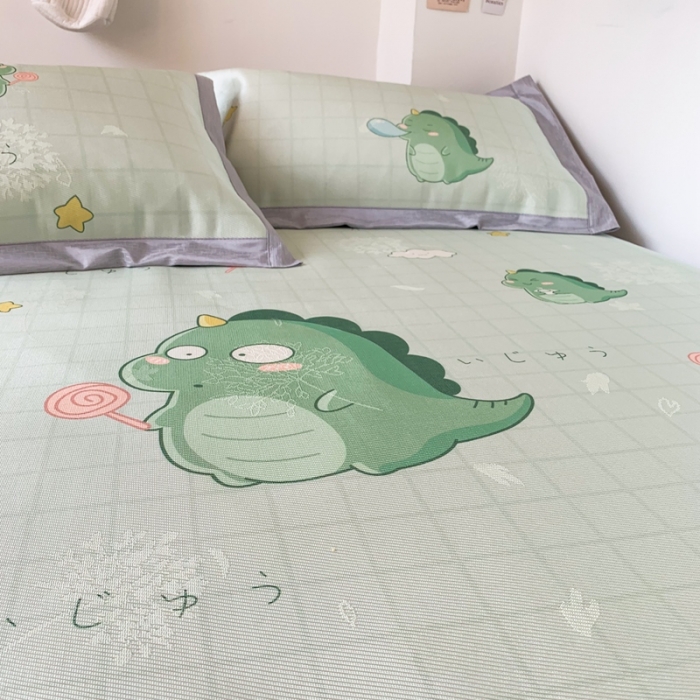 91家纺网 家纺一手货源 找家纺 时年 2020新款水洗养生凉席 小怪兽