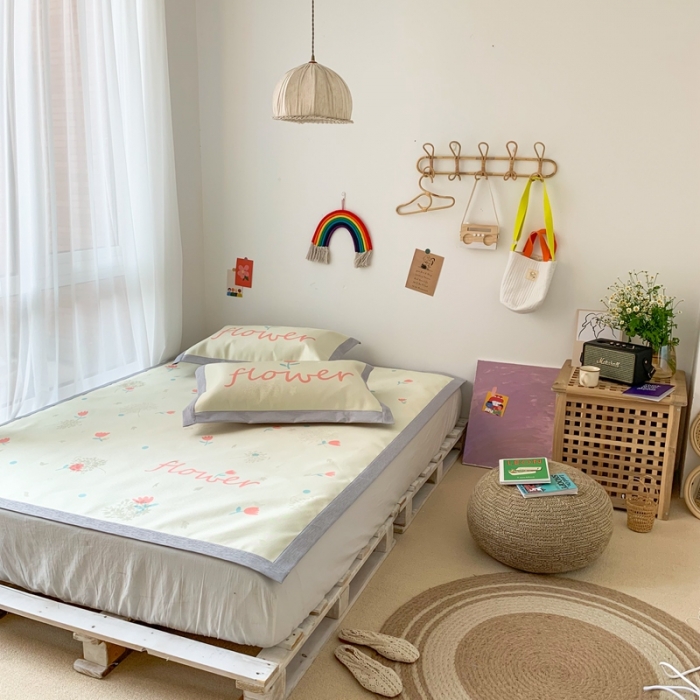 91家纺网 家纺一手货源 找家纺 时年 2020新款水洗养生凉席 小花