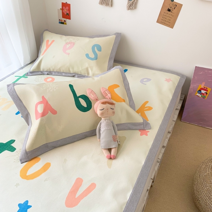 91家纺网 家纺一手货源 找家纺 时年 2020新款水洗养生凉席 学字母