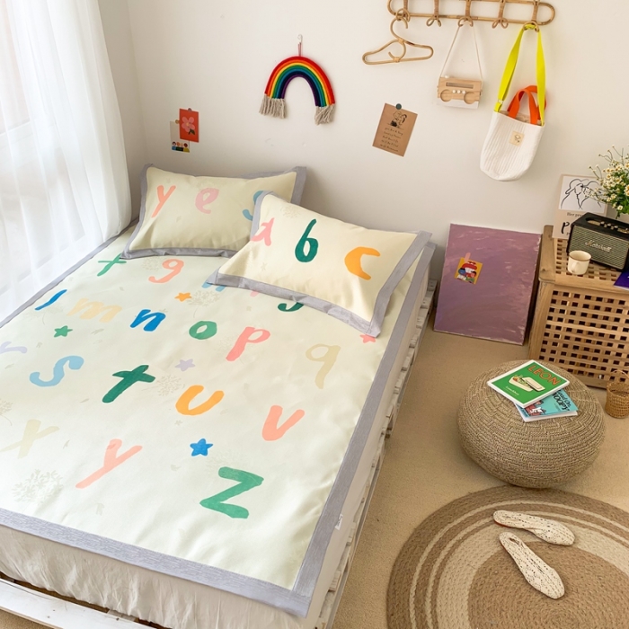 91家纺网 家纺一手货源 找家纺 时年 2020新款水洗养生凉席 学字母