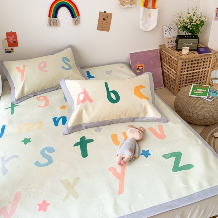 91家纺网 家纺一手货源 找家纺 时年 2020新款水洗养生凉席 学字母