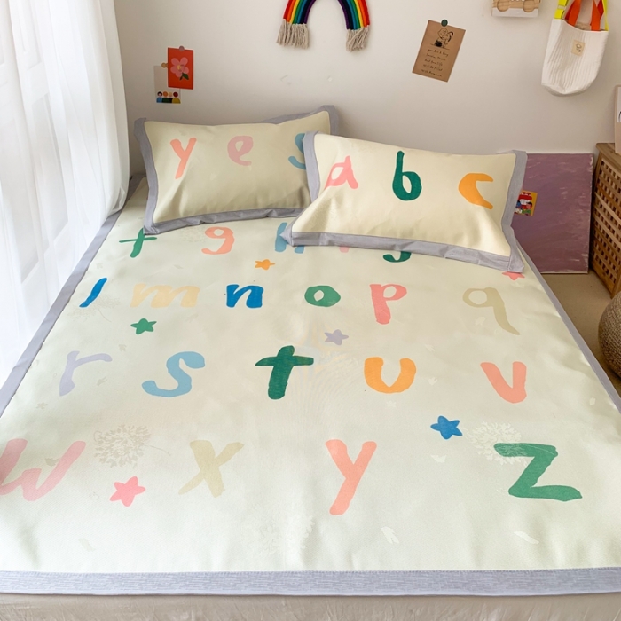 91家纺网 家纺一手货源 找家纺 时年 2020新款水洗养生凉席 学字母