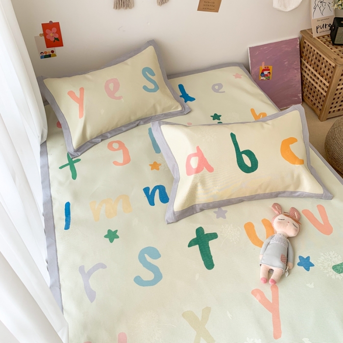 91家纺网 家纺一手货源 找家纺 时年 2020新款水洗养生凉席 学字母