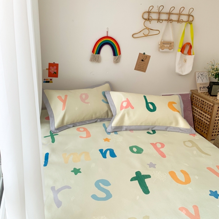 91家纺网 家纺一手货源 找家纺 时年 2020新款水洗养生凉席 学字母