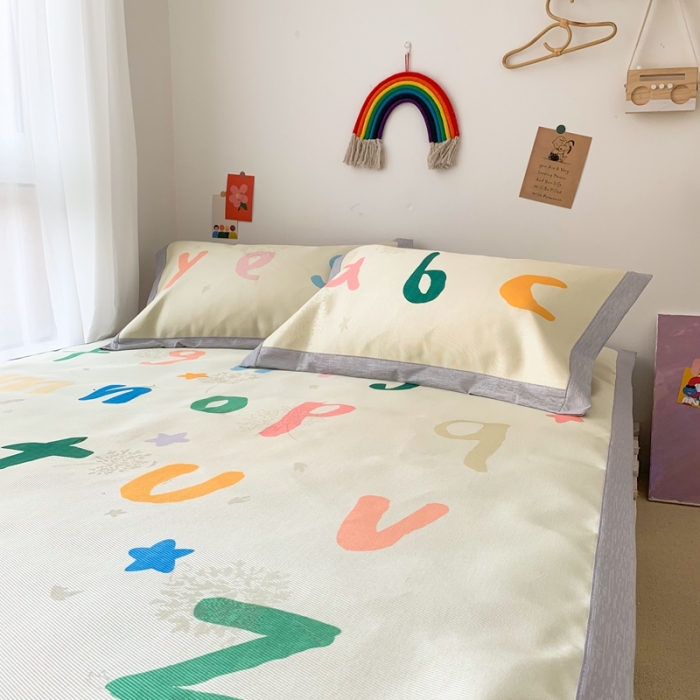 91家纺网 家纺一手货源 找家纺 时年 2020新款水洗养生凉席 学字母