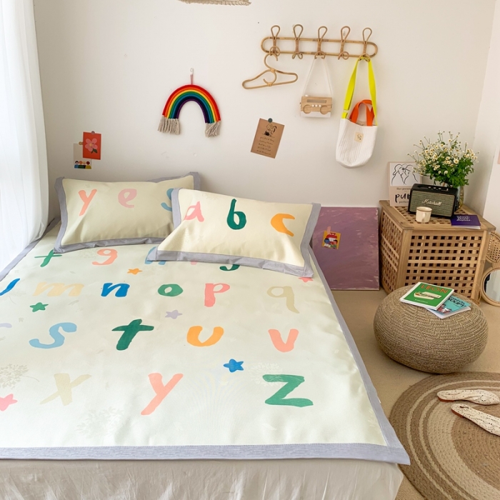 91家纺网 家纺一手货源 找家纺 时年 2020新款水洗养生凉席 学字母