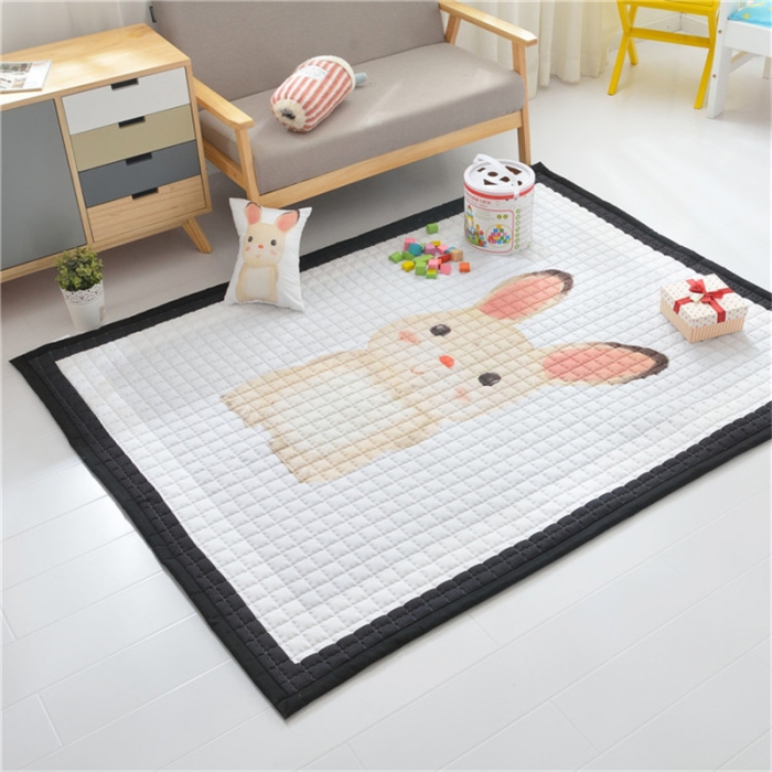 91家纺网 家纺一手货源 找家纺 卡奥 2020新款北欧超萌卡通地毯地垫爬爬垫家用垫子 兔萌萌