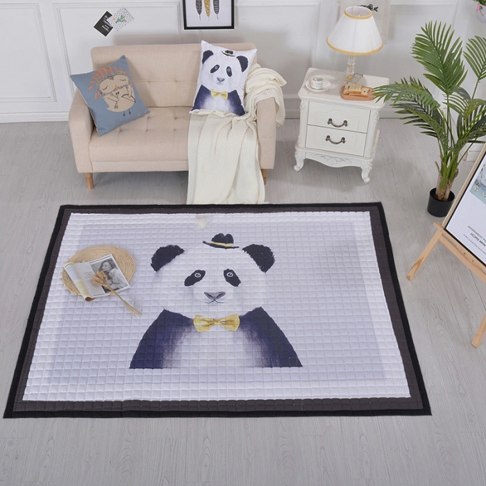 91家纺网 家纺一手货源 找家纺 卡奥 北欧超柔磨毛地垫儿童爬行垫瑜伽垫拍照地毯游戏垫熊猫绅士
