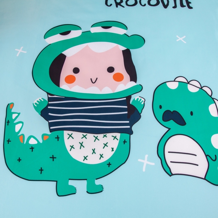 91家纺网 家纺一手货源 找家纺 纽缦 2020新款冰丝大版床裙三件套 恐龙朋友