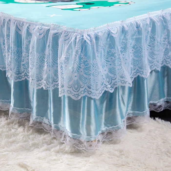 91家纺网 家纺一手货源 找家纺 纽缦 2020新款冰丝大版床裙三件套 恐龙朋友