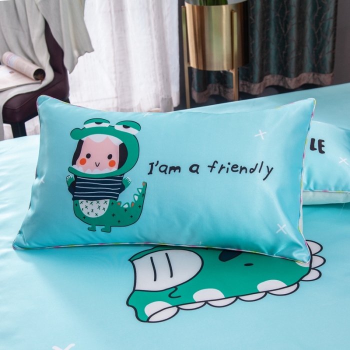 91家纺网 家纺一手货源 找家纺 纽缦 2020新款冰丝大版床裙三件套 恐龙朋友