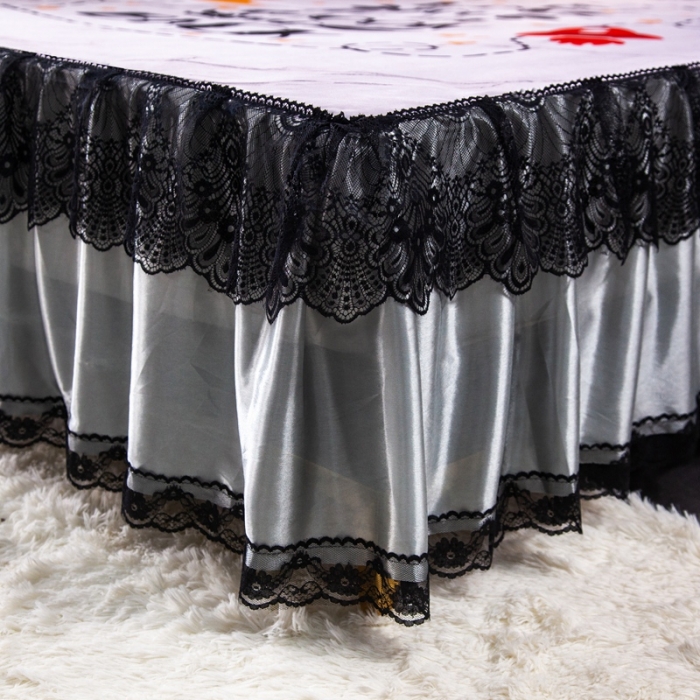 91家纺网 家纺一手货源 找家纺 纽缦 2020新款冰丝大版床裙三件套 爱的召唤