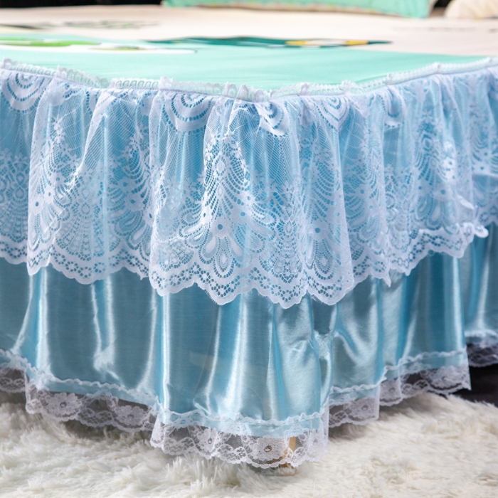 91家纺网 家纺一手货源 找家纺 纽缦 2020新款冰丝大版床裙三件套 清新小资