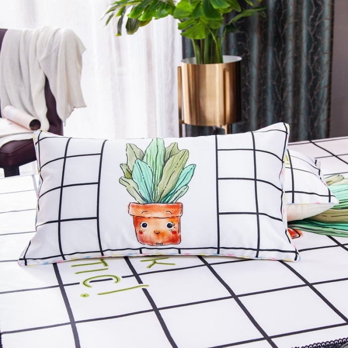 91家纺网 家纺一手货源 找家纺 纽缦 2020新款冰丝大版床裙三件套 盆栽