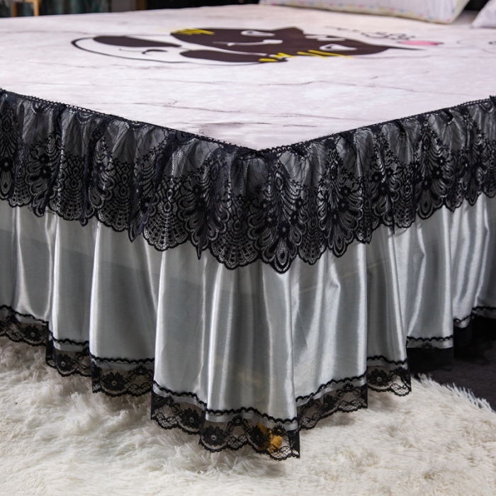 91家纺网 家纺一手货源 找家纺 纽缦 2020新款冰丝大版床裙三件套 cool猫