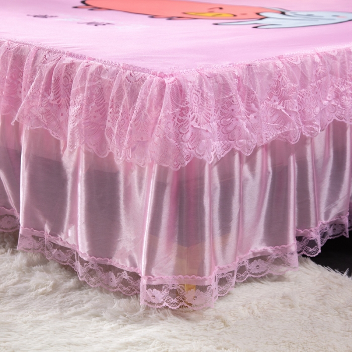 91家纺网 家纺一手货源 找家纺 纽缦 2020新款冰丝大版床裙三件套 猪事顺利